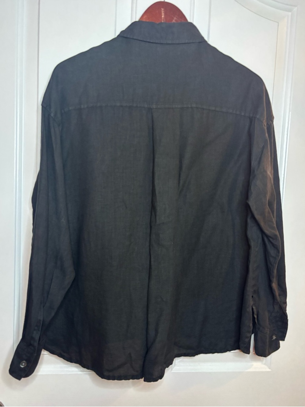 EUC James Perse Womens Black Linen Button-Up Shirt size 1/S - Picture 7 of 8
